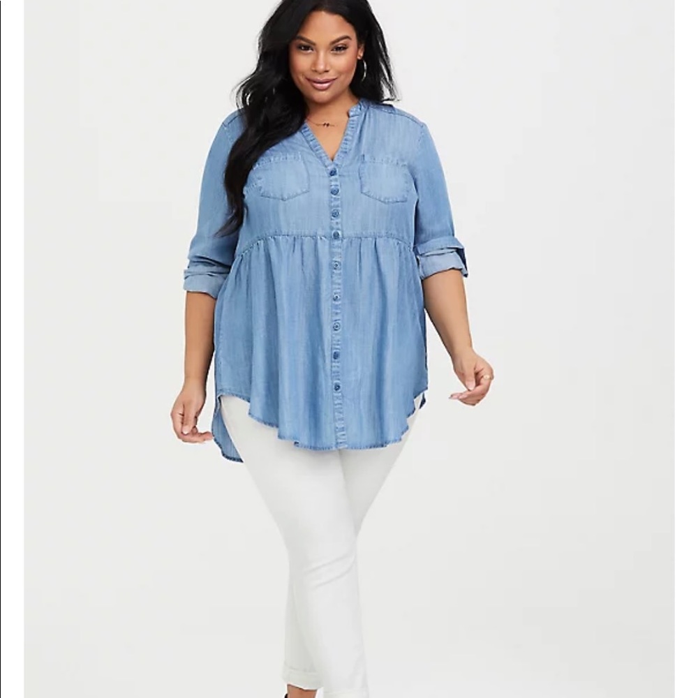 Torrid EMMA - CHAMBRAY BABYDOLL TUNIC size 1